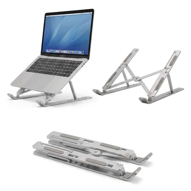 Soporte Notebook Base Eleva Aluminio Computadora Home Office Color Gris