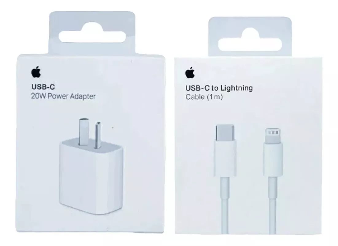 Cargador IP 20W USB-C + Cable USB-C A Lightning carga rapida iphone