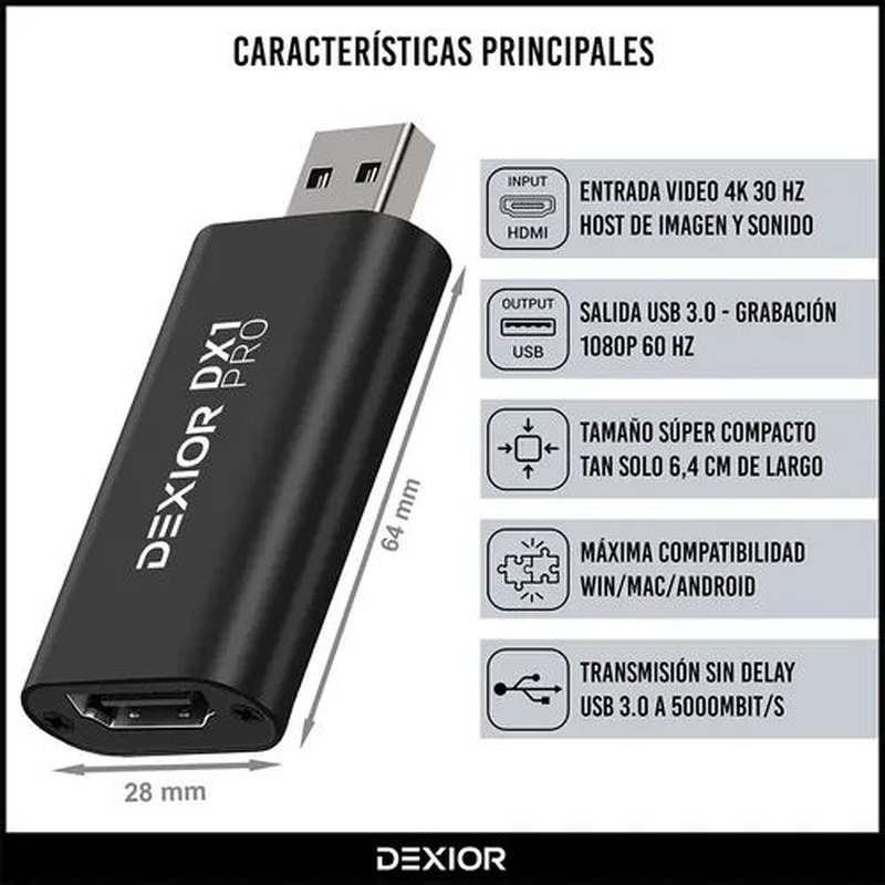 CAPTURADORA HDMI A USB DEXIOR - foto 2