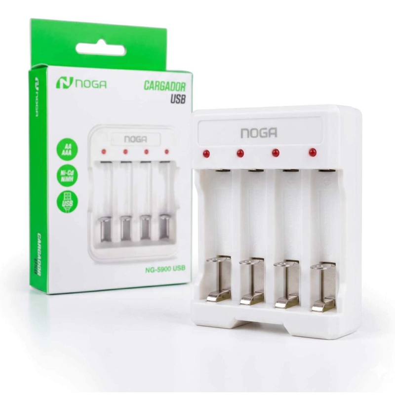 Cargador De Pilas Recargables Noga Ng-5900 Usb AA Y AAA