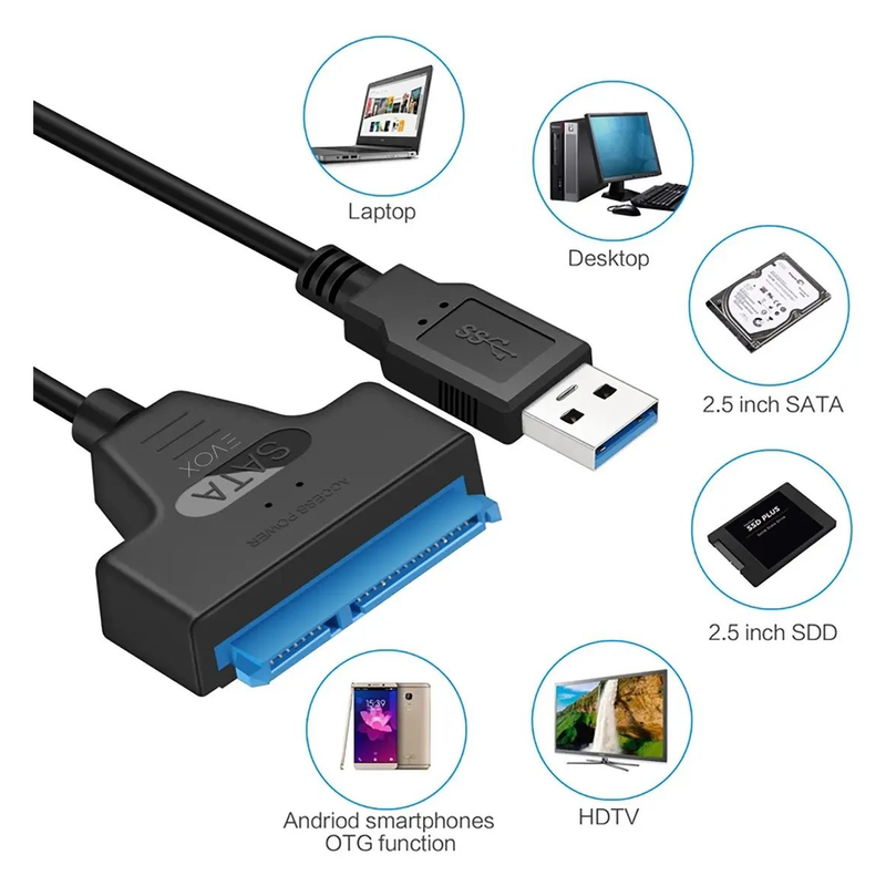 Adaptador Usb 3.0 A Sata 2.5 Discos Rigidos - Ssd - Grabadora