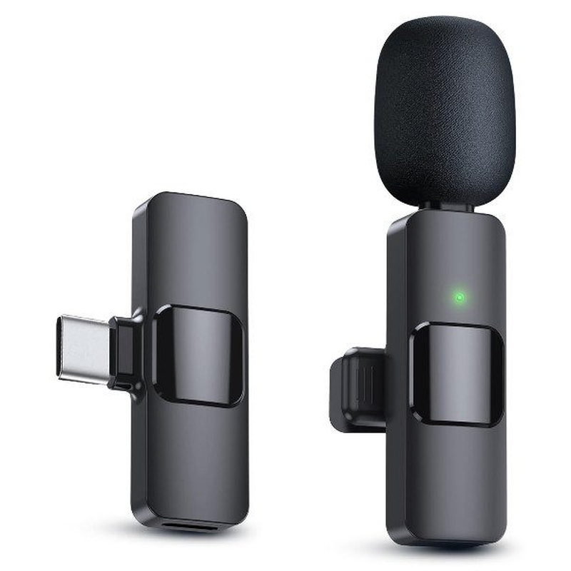 Micrófono Dinámico Inalámbrico Corbatero K9 USB-C negro