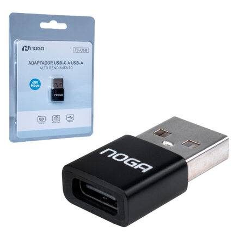 Mini Adaptador USB-C A USB-A Noga Para Notebook Tablets Pc Color Negro